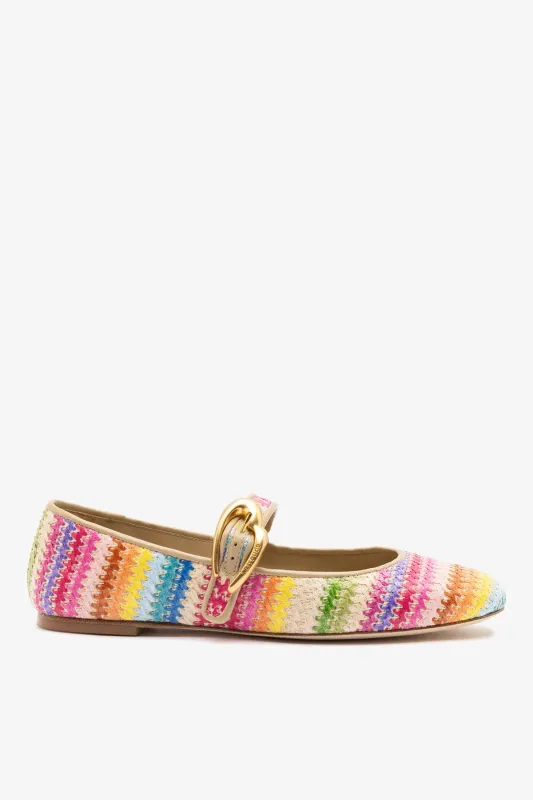 Verona Ballet Flat In Rainbow Raffia and Beige Leather sold by Larroude