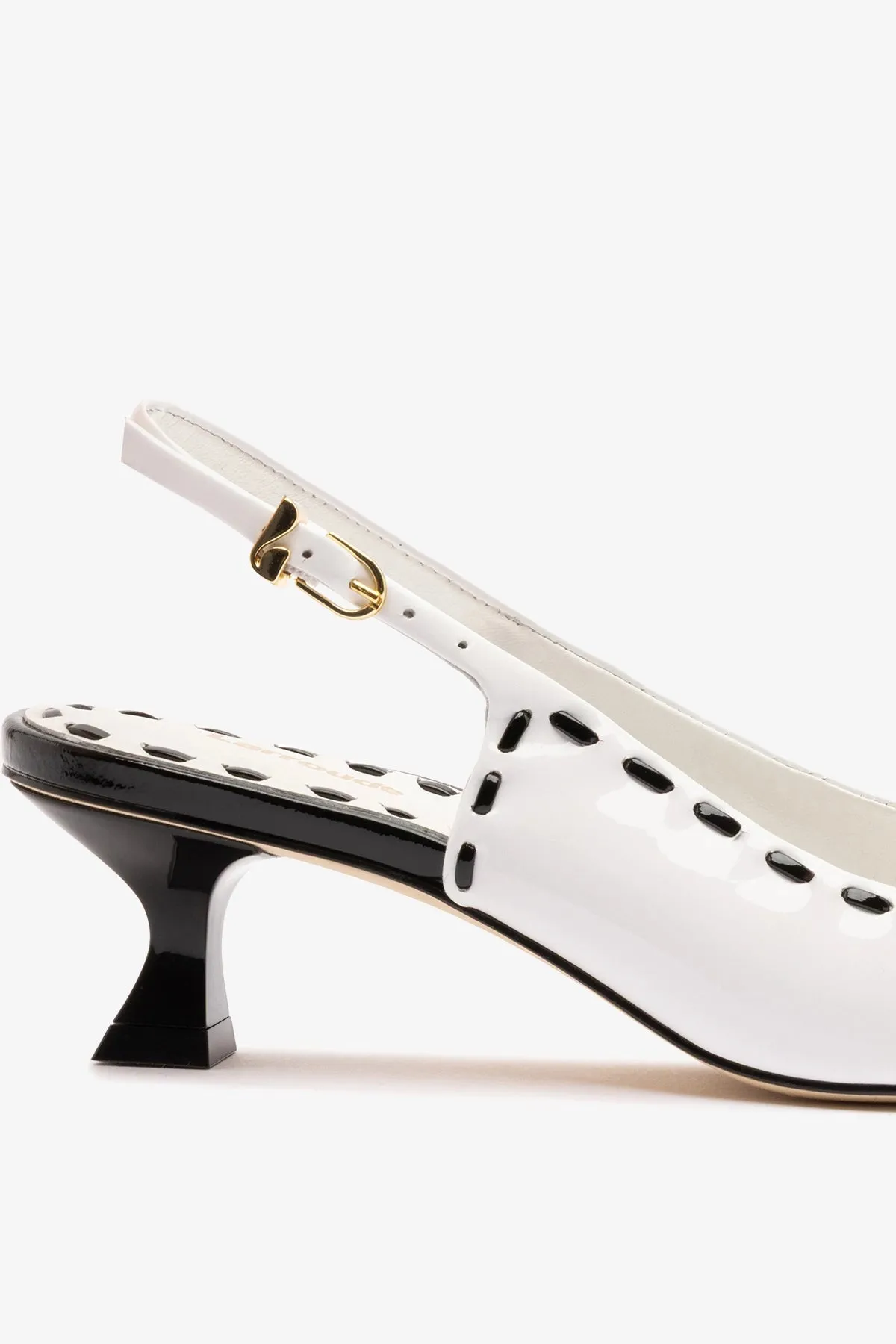 Jenny Pump In Black and White Patent Leather sold by Larroude product image thumbnail 4