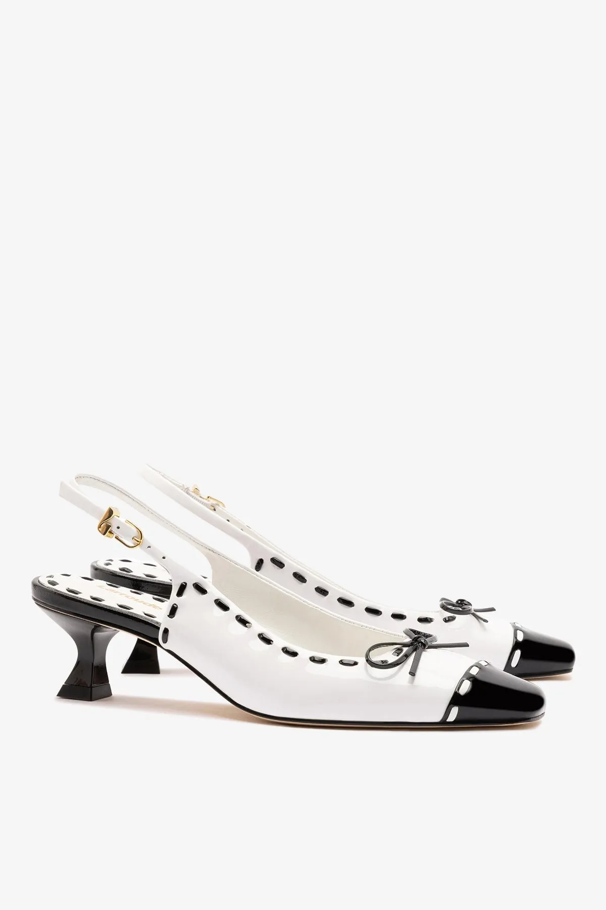Jenny Pump In Black and White Patent Leather sold by Larroude product image thumbnail 3