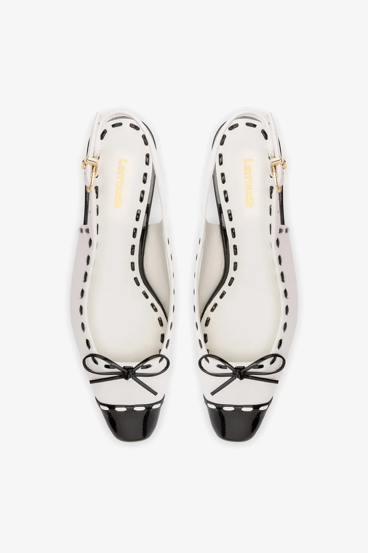 Jenny Pump In Black and White Patent Leather sold by Larroude product image thumbnail 5