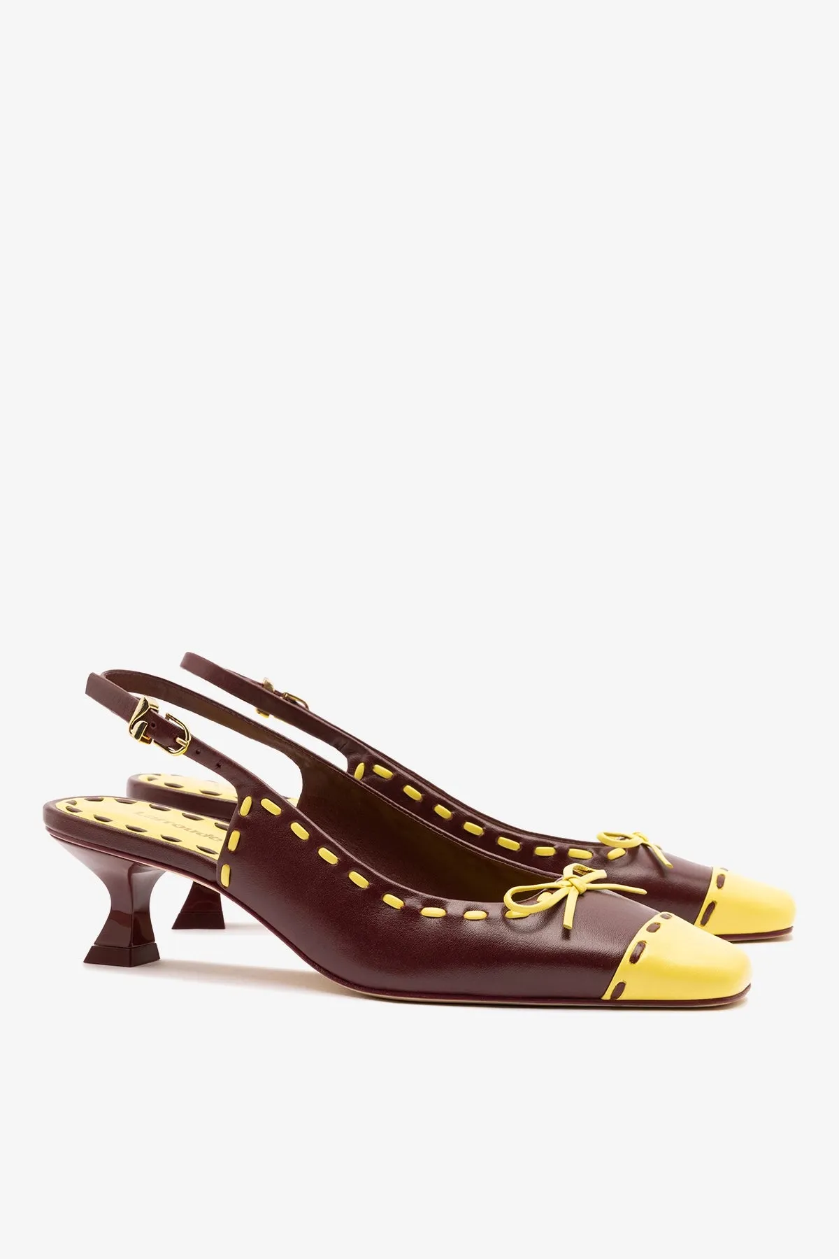 Jenny Pump In Burgundy and Lemonade Leather sold by Larroude product image thumbnail 3