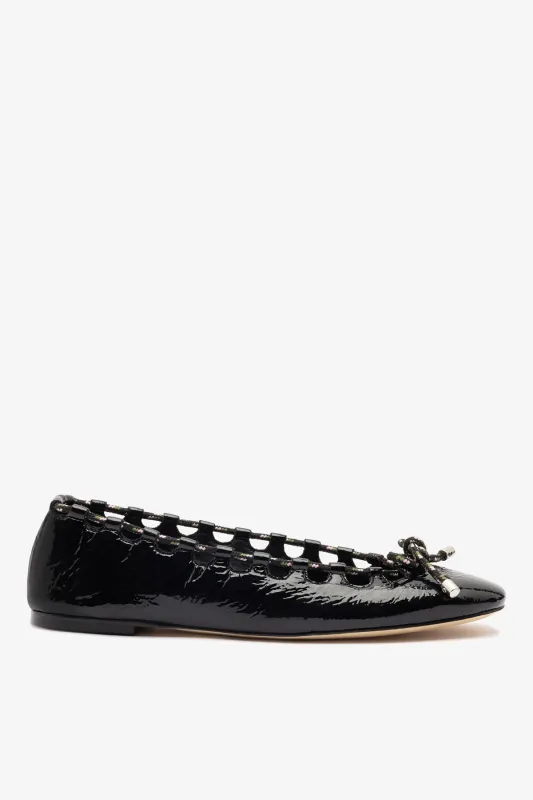 Gallina Ballet Flat In Black Patent Leather sold by Larroude