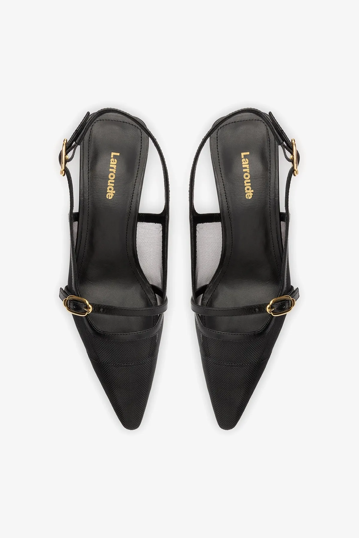 Ines Pump In Black Mesh and Leather sold by Larroude product image thumbnail 5