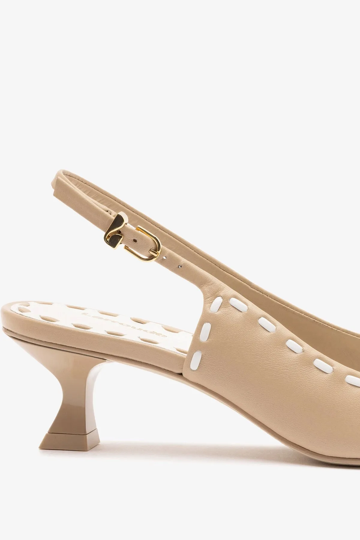 Jenny Pump In Sand Leather and White Patent Leather sold by Larroude product image thumbnail 4
