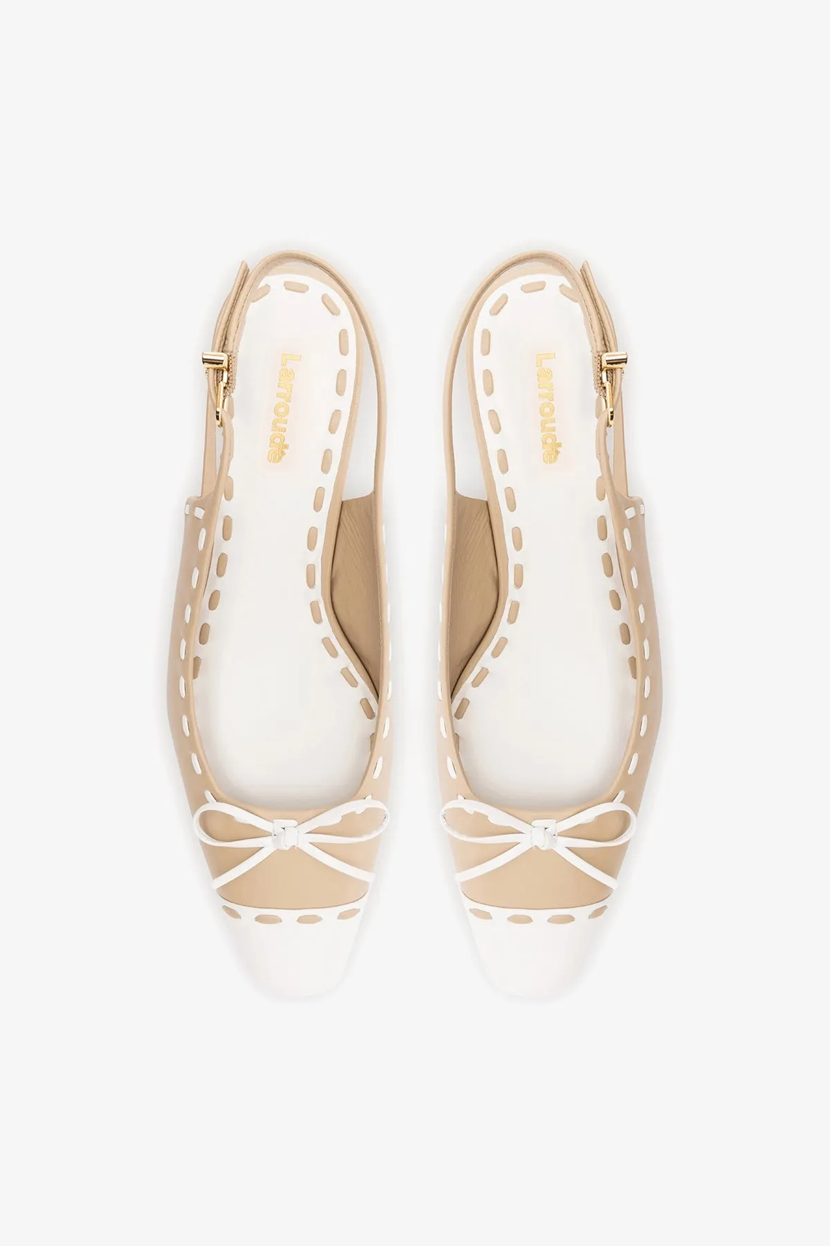 Jenny Pump In Sand Leather and White Patent Leather sold by Larroude product image thumbnail 5