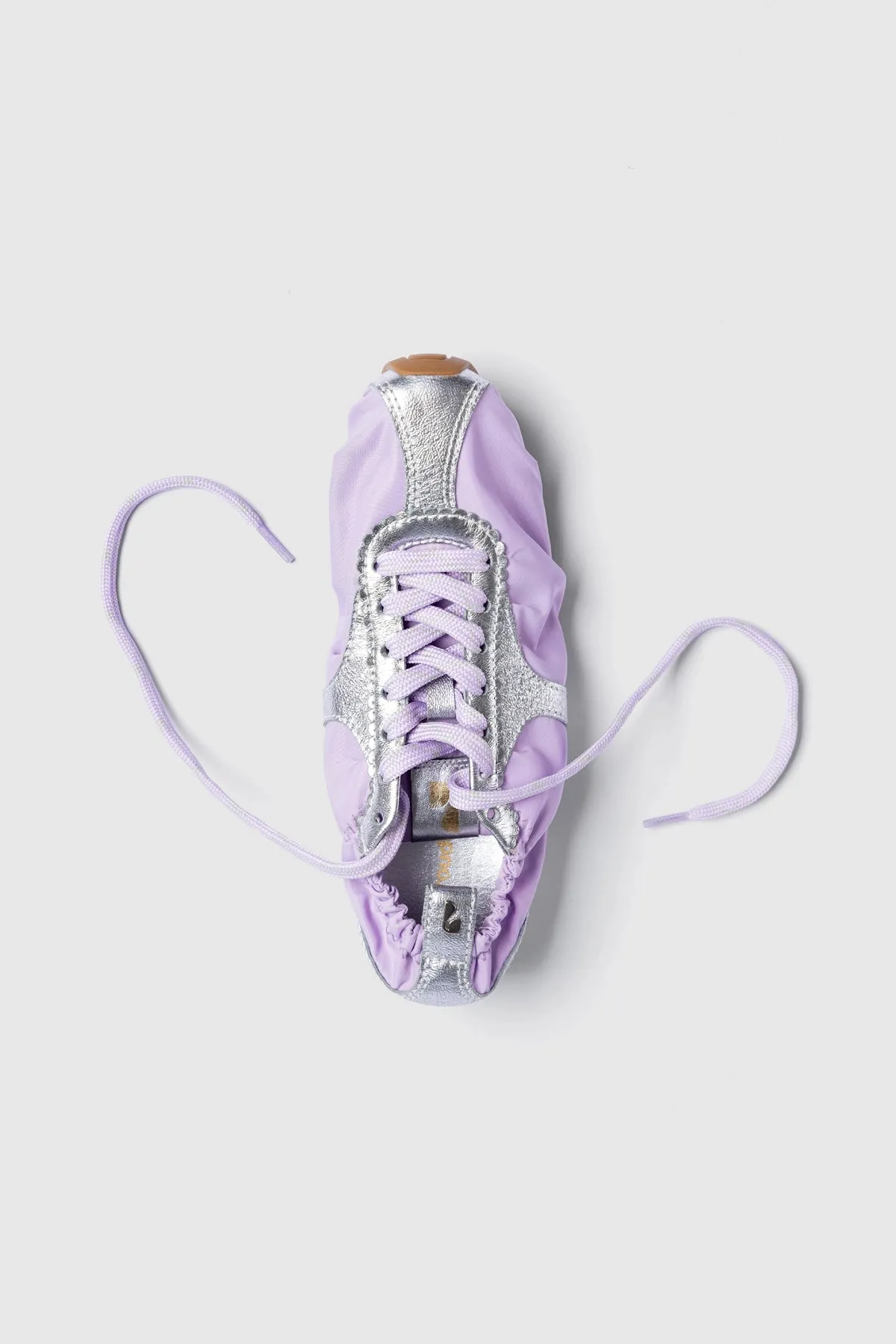 Stella Lite Sneaker In Lilac Nylon and Silver Metallic Leather sold by Larroude product image thumbnail 2