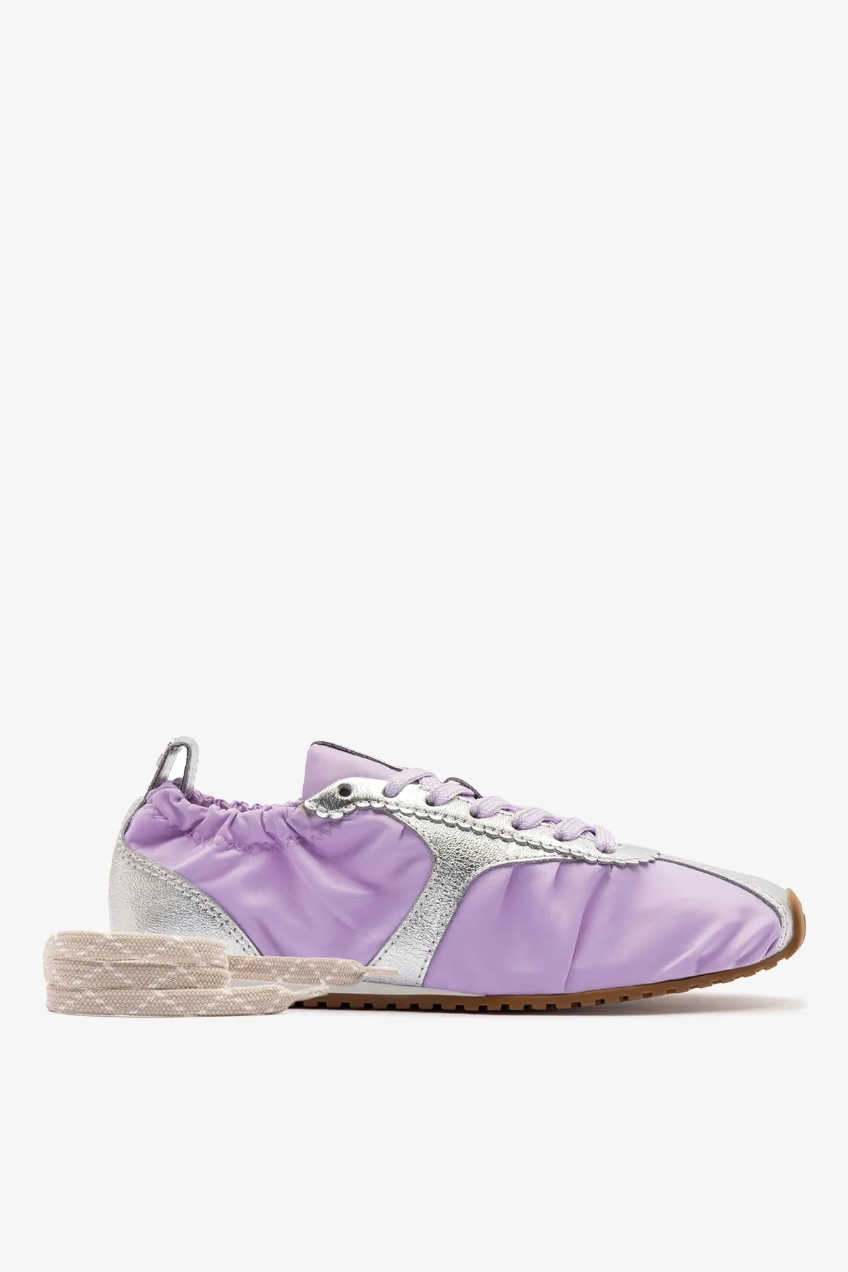 Stella Lite Sneaker In Lilac Nylon and Silver Metallic Leather sold by Larroude product image thumbnail 4