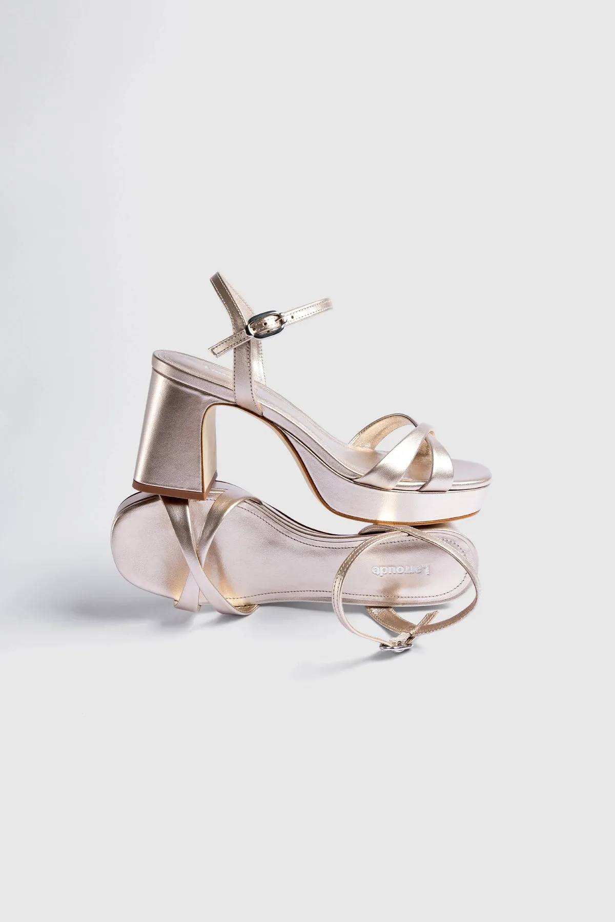 Bianca Low Sandal Champagne Leather sold by Larroude product image thumbnail 2