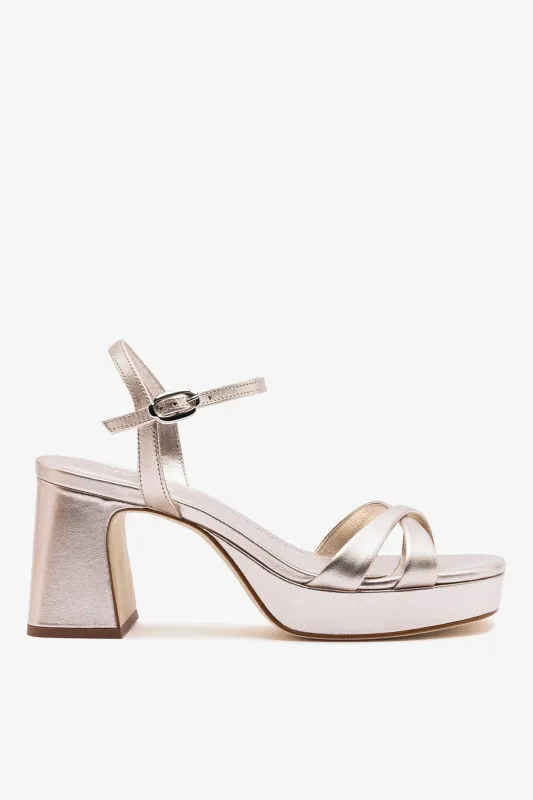 Bianca Low Sandal Champagne Leather sold by Larroude