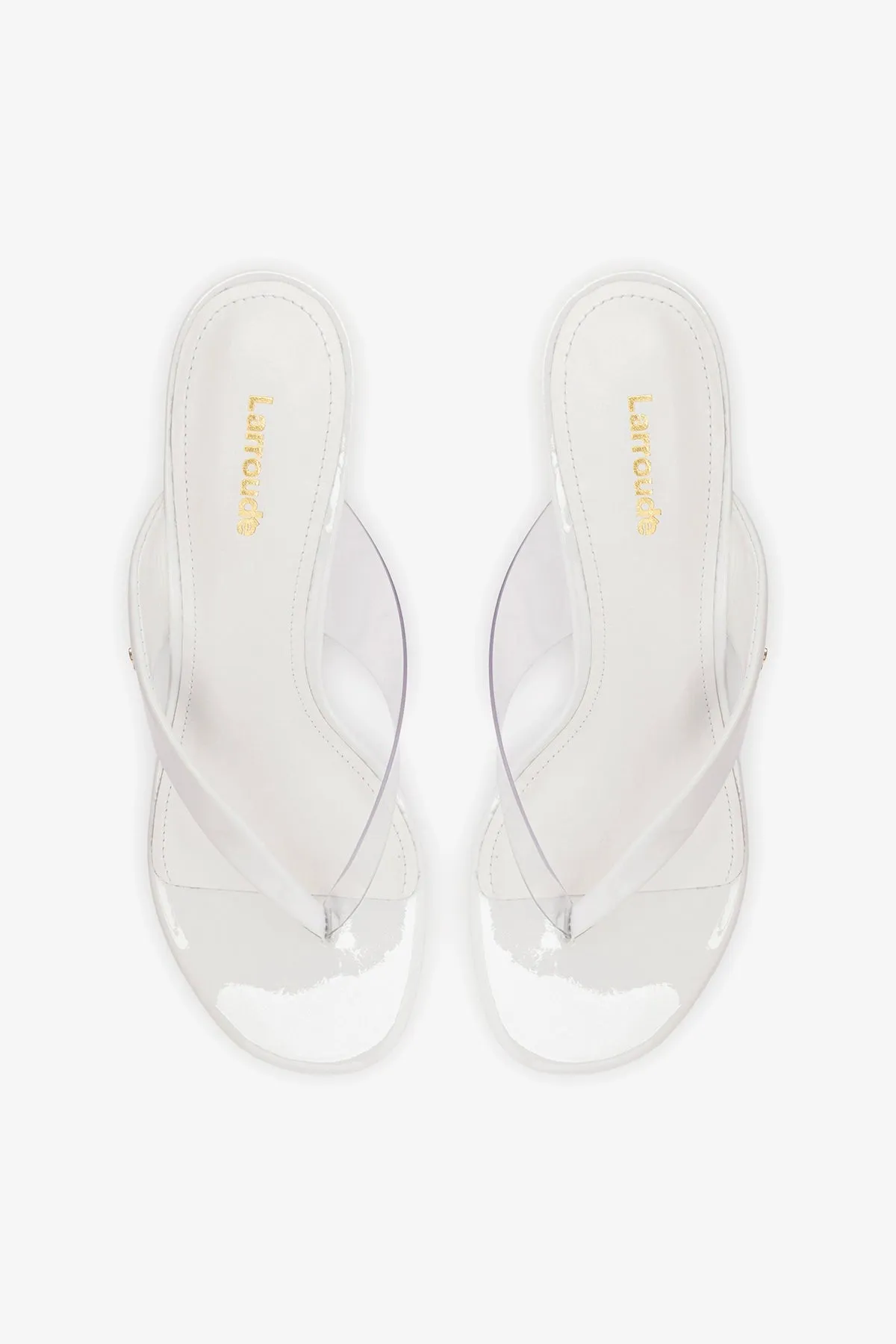 Gaia Clear Thong Sandal White Leather sold by Larroude product image thumbnail 5