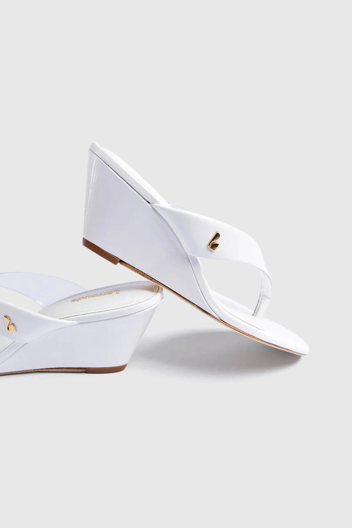 Gaia Clear Thong Sandal White Leather sold by Larroude product image thumbnail 2