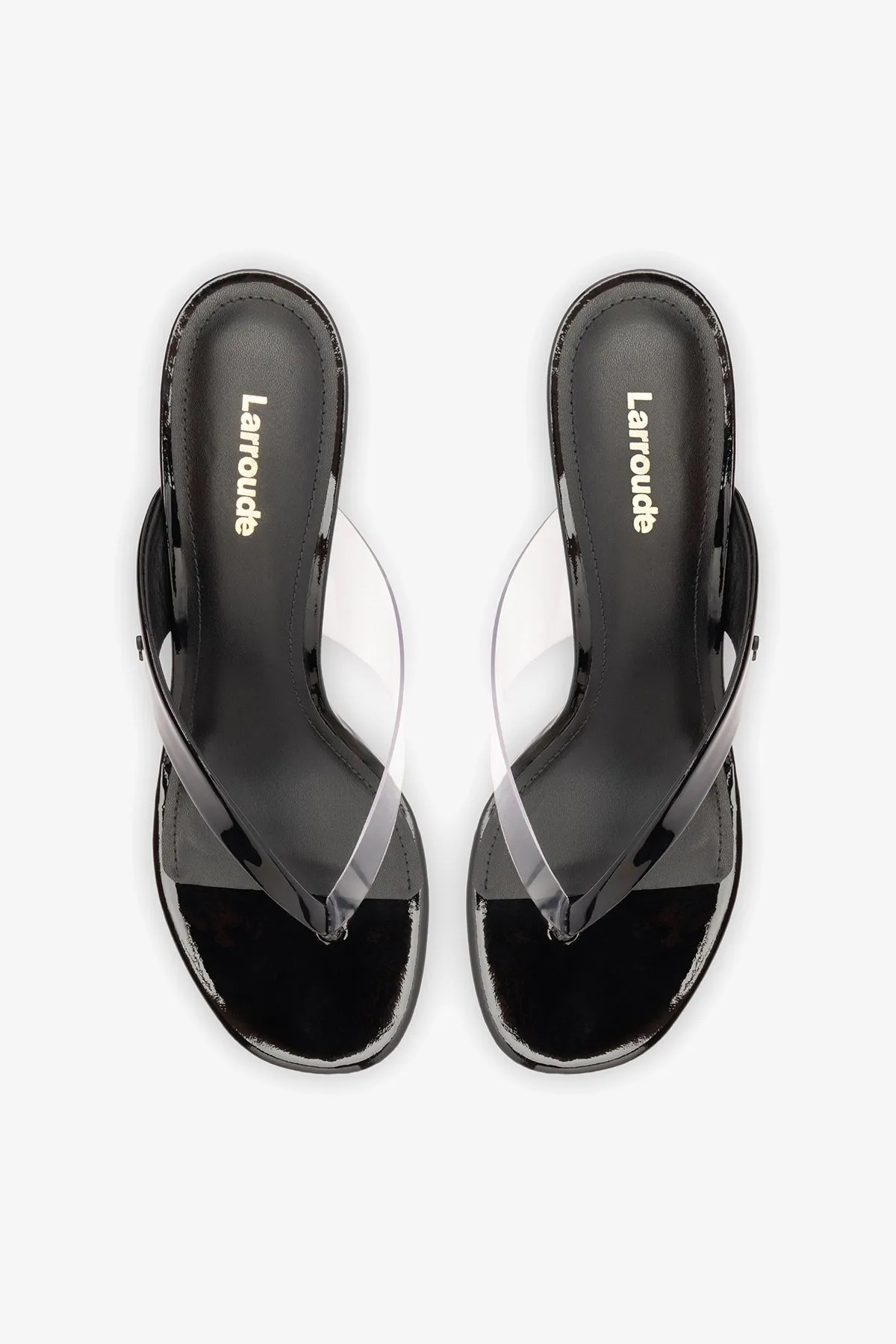 Gaia Clear Thong Sandal Black Leather sold by Larroude product image thumbnail 5