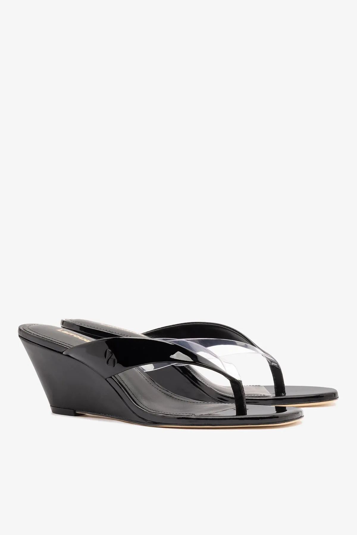 Gaia Clear Thong Sandal Black Leather sold by Larroude product image thumbnail 3