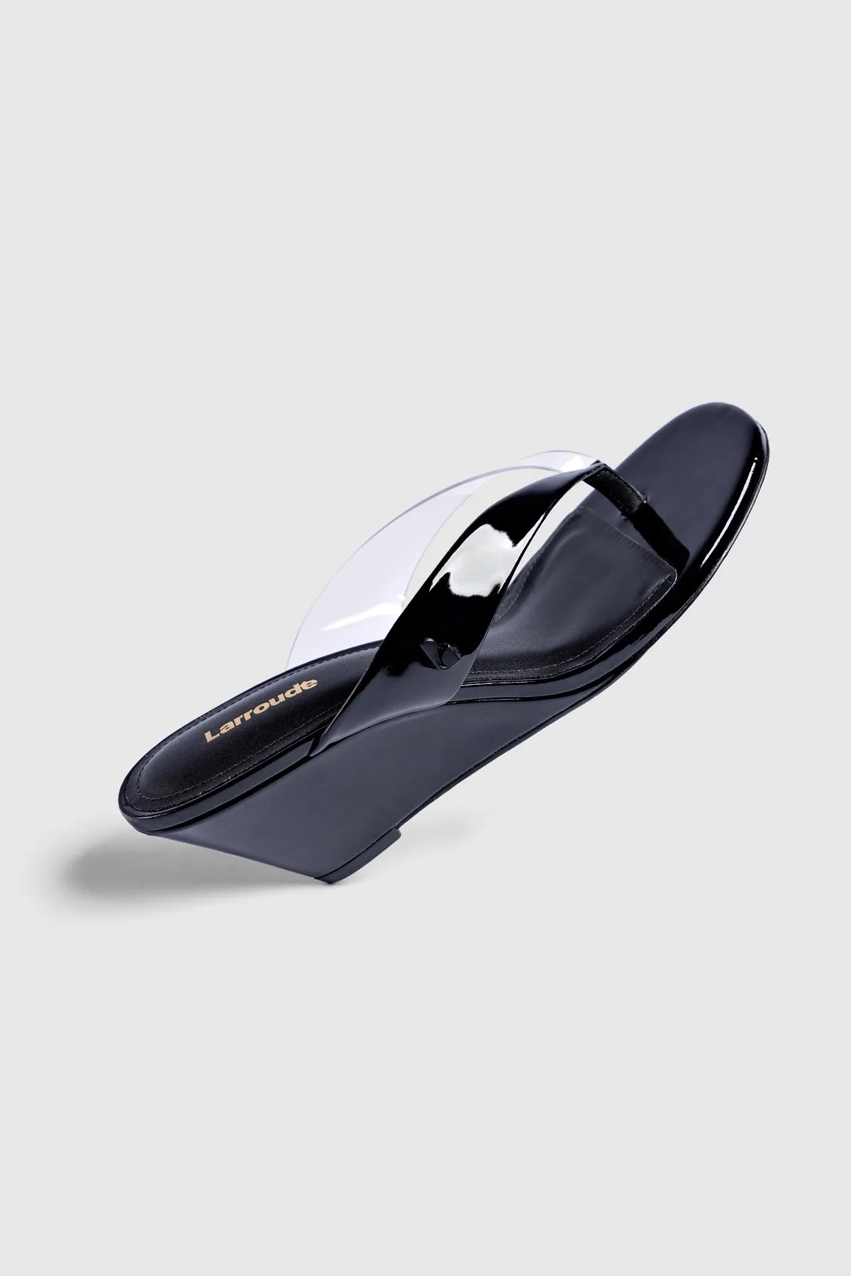 Gaia Clear Thong Sandal Black Leather sold by Larroude product image thumbnail 2