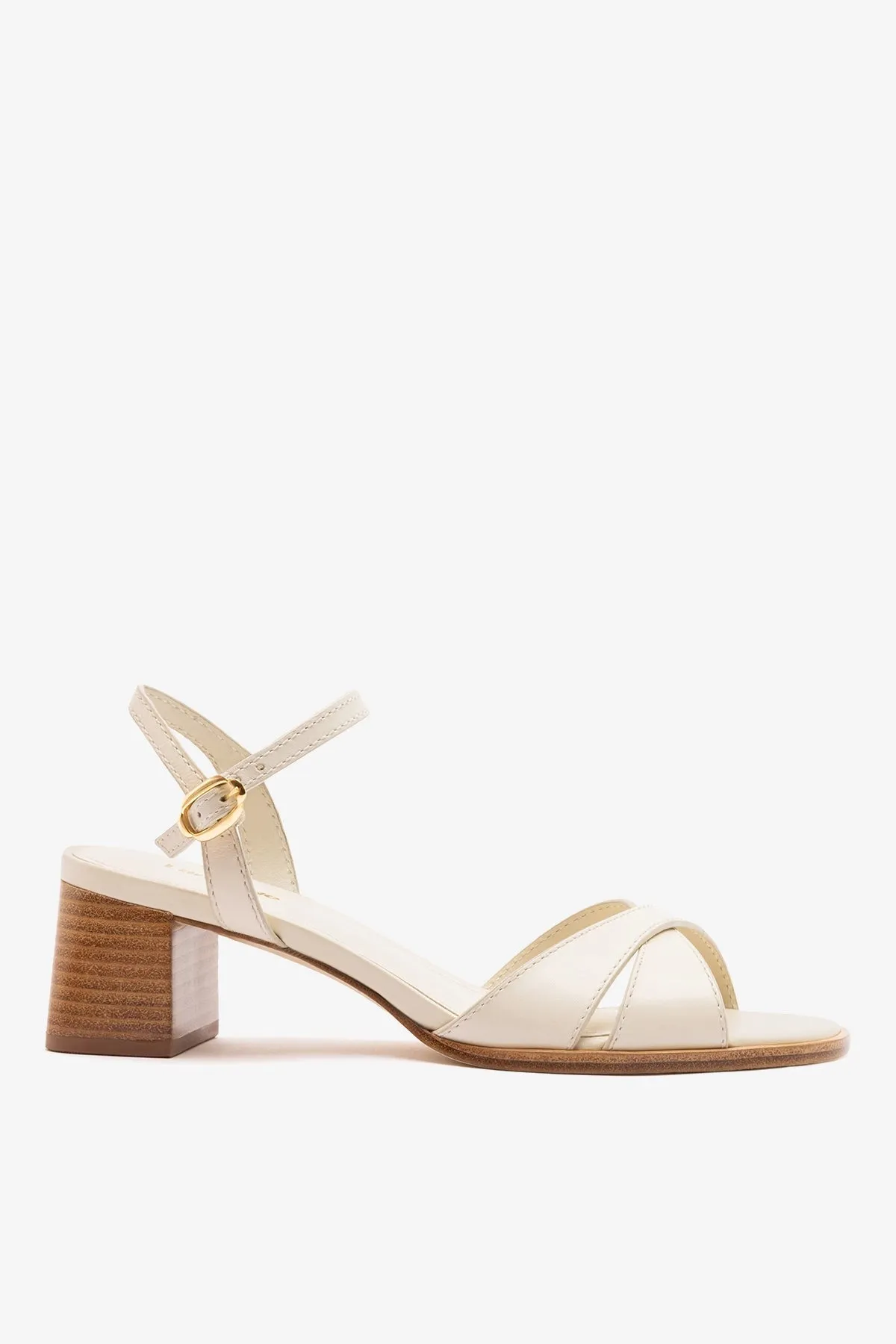 Roma Sandal Ivory Leather sold by Larroude