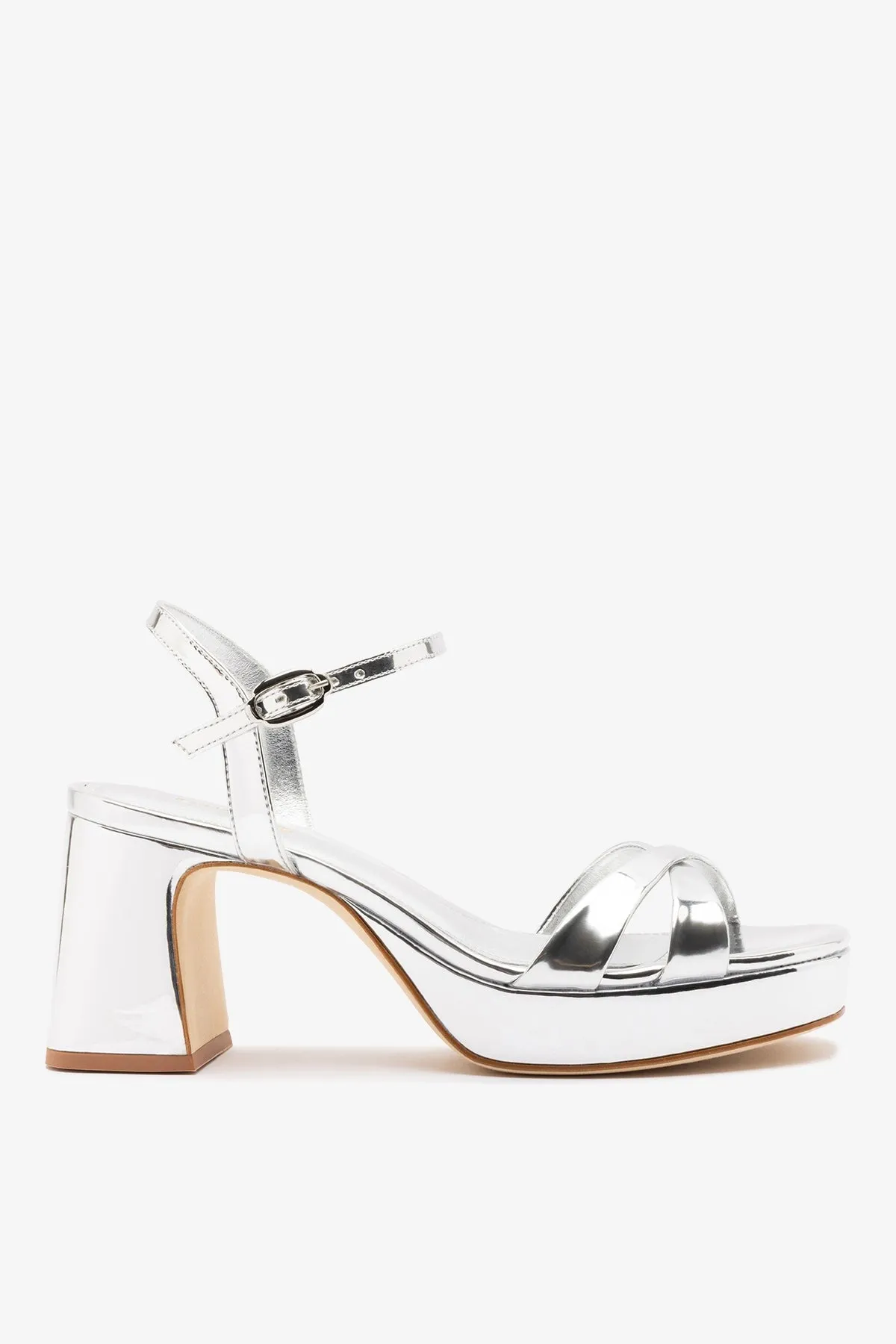 Bianca Low Sandal Silver Specchio sold by Larroude