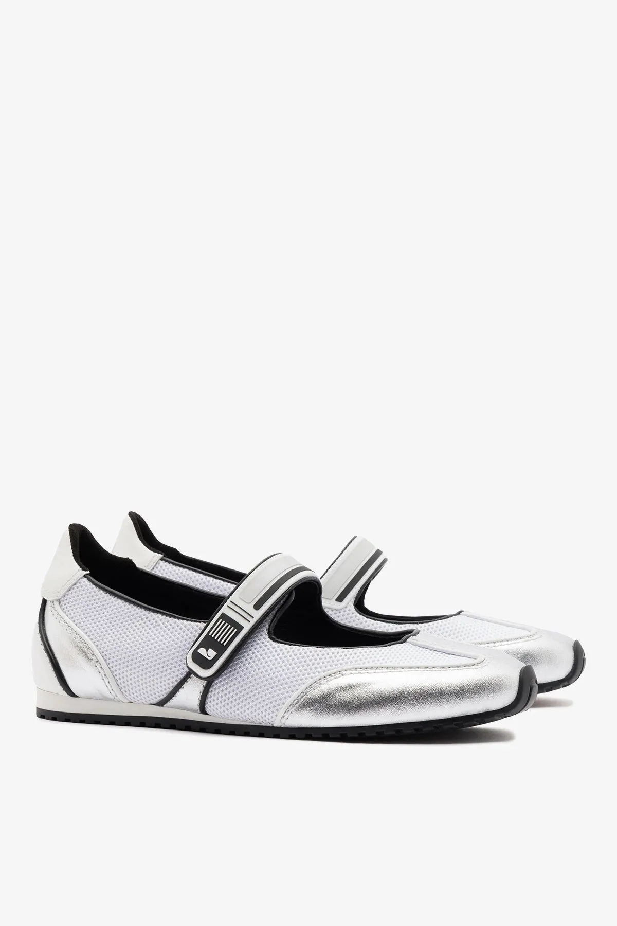 Devon Sneakerina White Mesh and Silver Leather sold by Larroude product image thumbnail 3