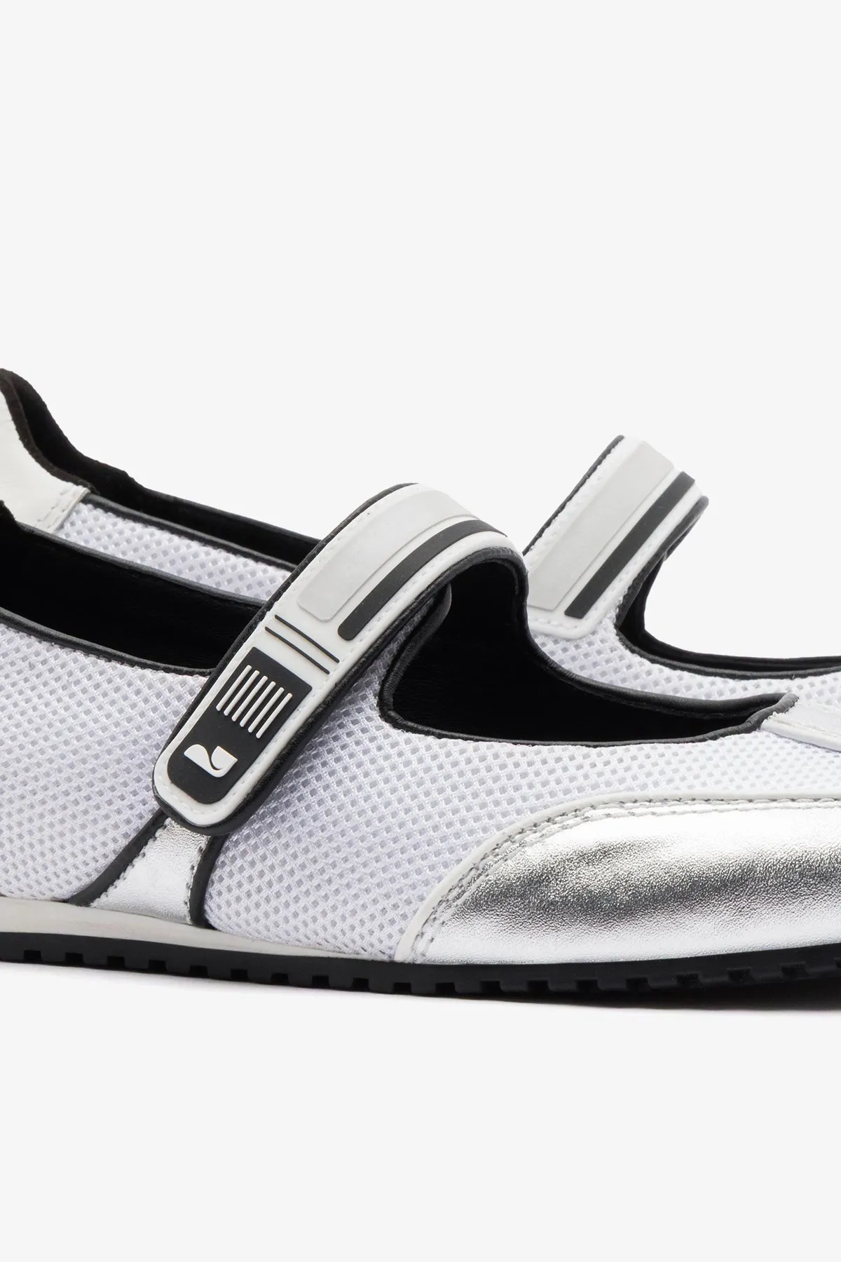 Devon Sneakerina White Mesh and Silver Leather sold by Larroude product image thumbnail 4