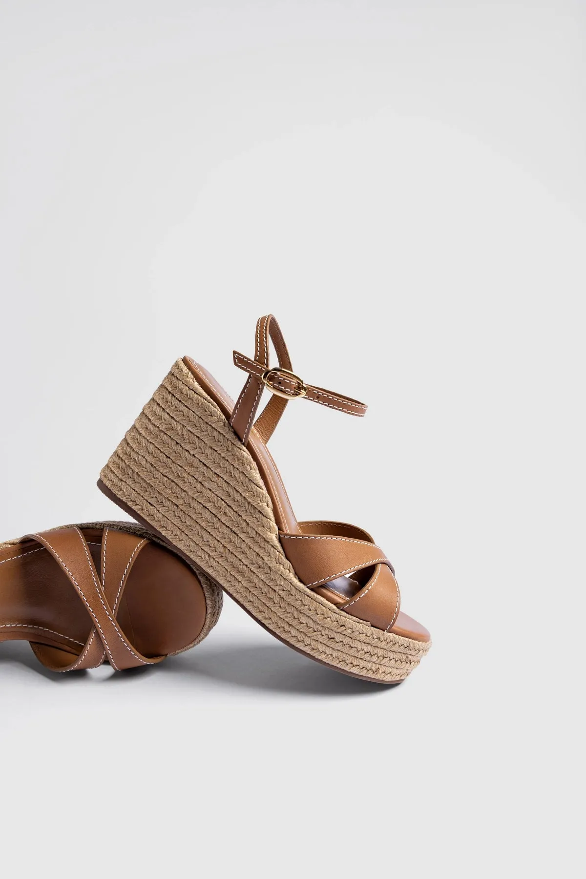 Bianca Espadrille Sandal Caramel Leather sold by Larroude product image thumbnail 2