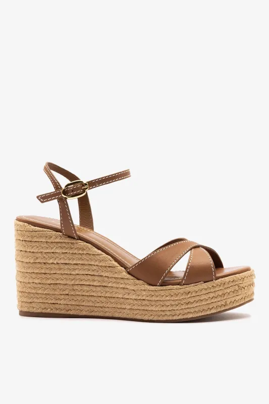 Bianca Espadrille Sandal Caramel Leather sold by Larroude