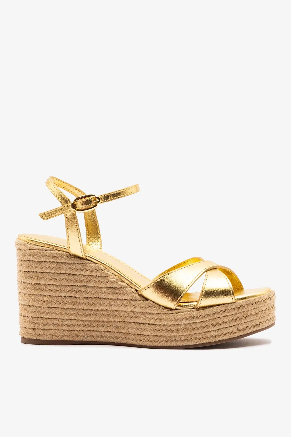 Bianca Espadrille Sandal Gold Leather sold by Larroude