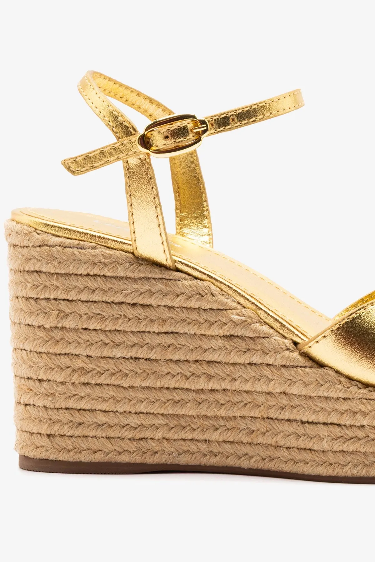 Bianca Espadrille Sandal Gold Leather sold by Larroude product image thumbnail 4