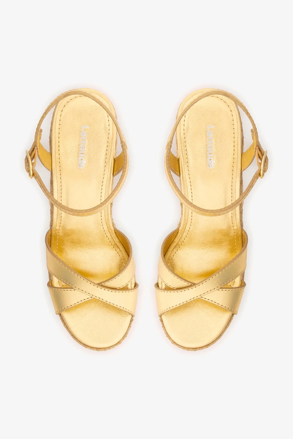 Bianca Espadrille Sandal Gold Leather sold by Larroude product image thumbnail 5