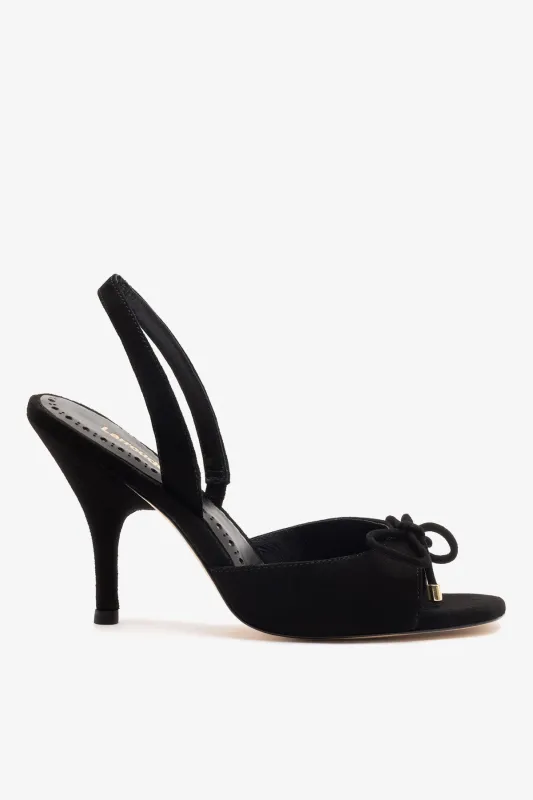 Lady Sandal Black Suede sold by Larroude