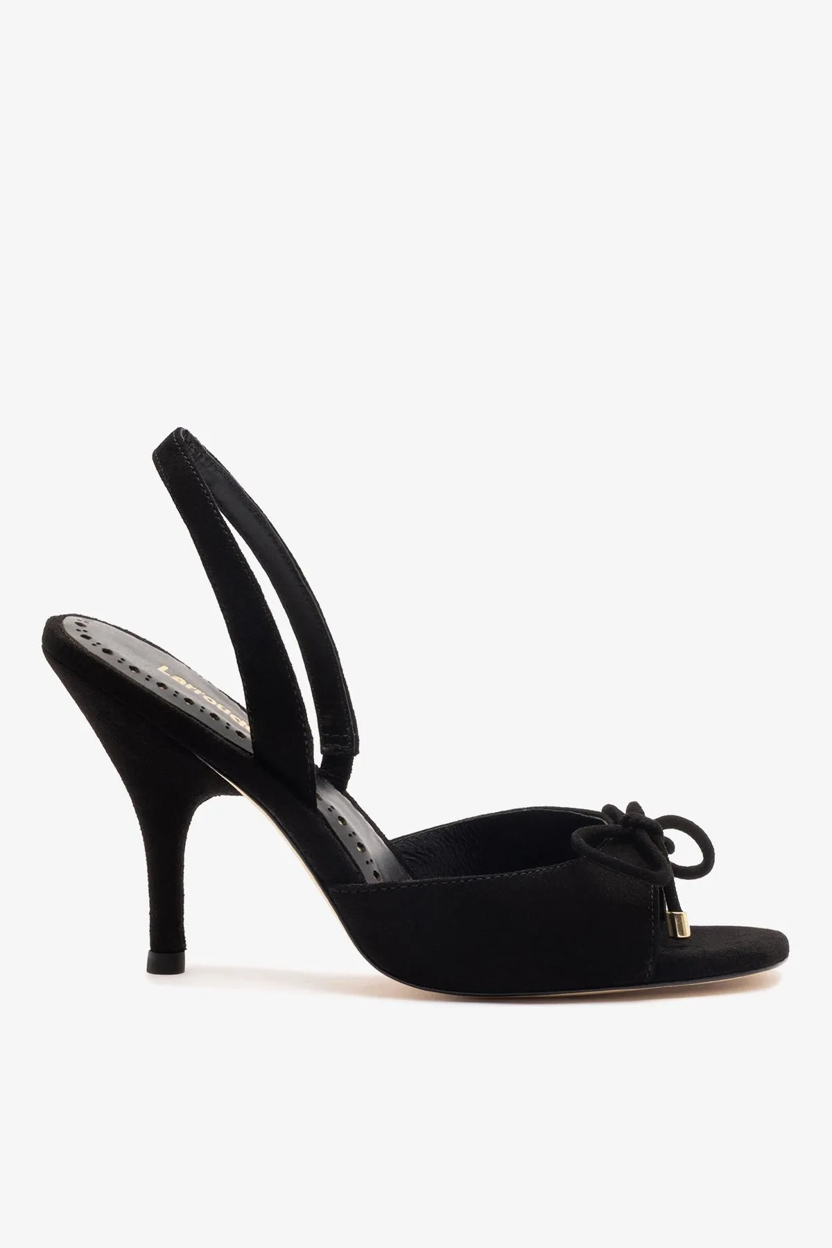 Lady Sandal Black Suede sold by Larroude