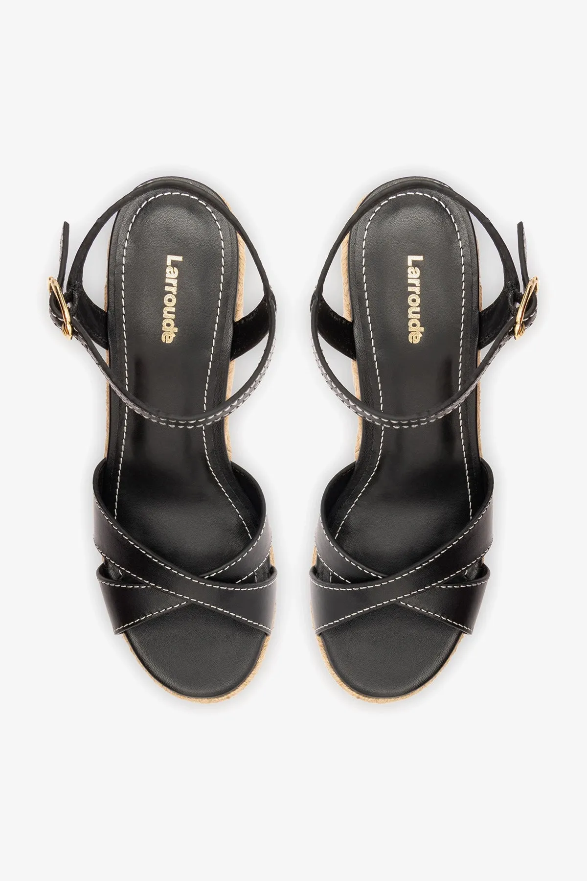 Bianca Espadrille Sandal Black Leather sold by Larroude product image thumbnail 5