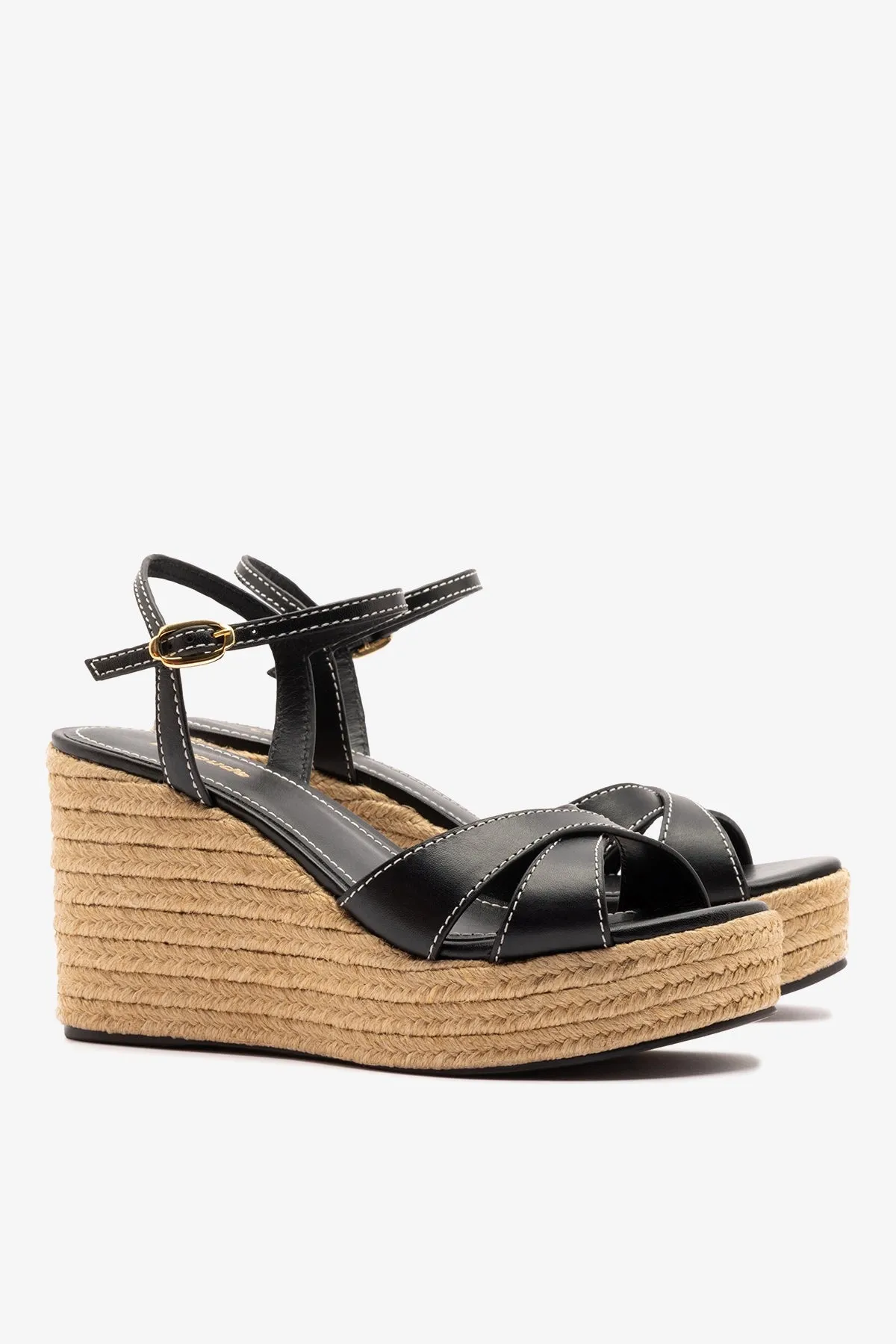 Bianca Espadrille Sandal Black Leather sold by Larroude product image thumbnail 3