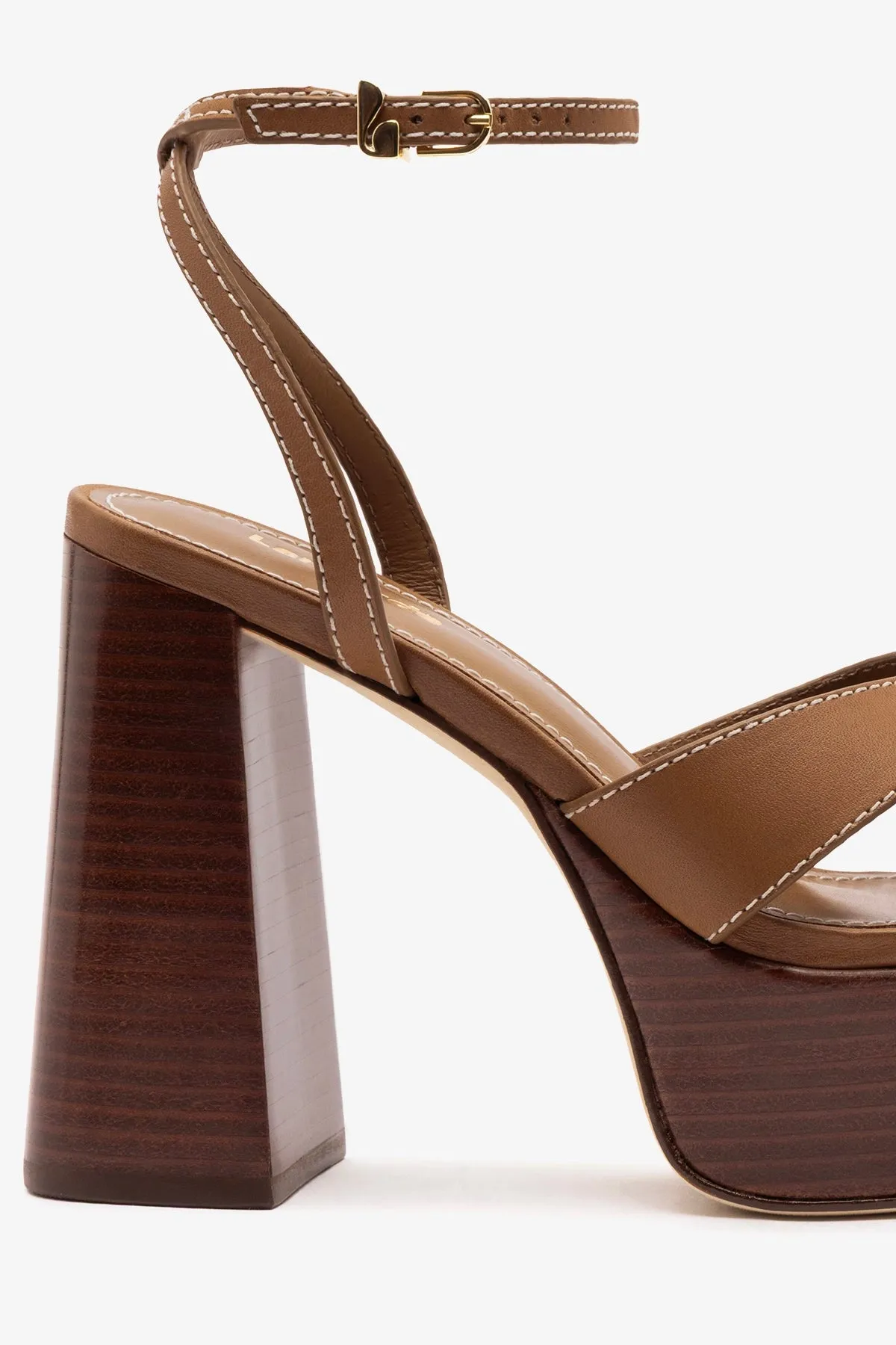 Dolly X Wood Sandal Caramel Leather sold by Larroude product image thumbnail 4