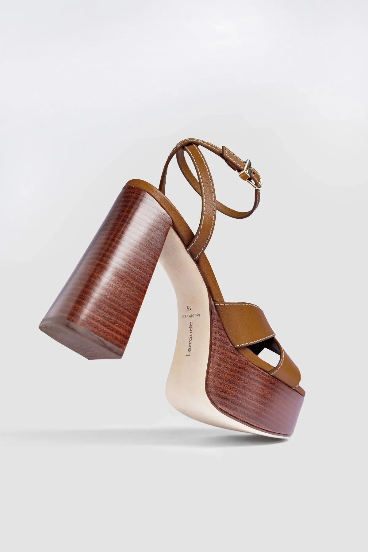 Dolly X Wood Sandal Caramel Leather sold by Larroude product image thumbnail 5