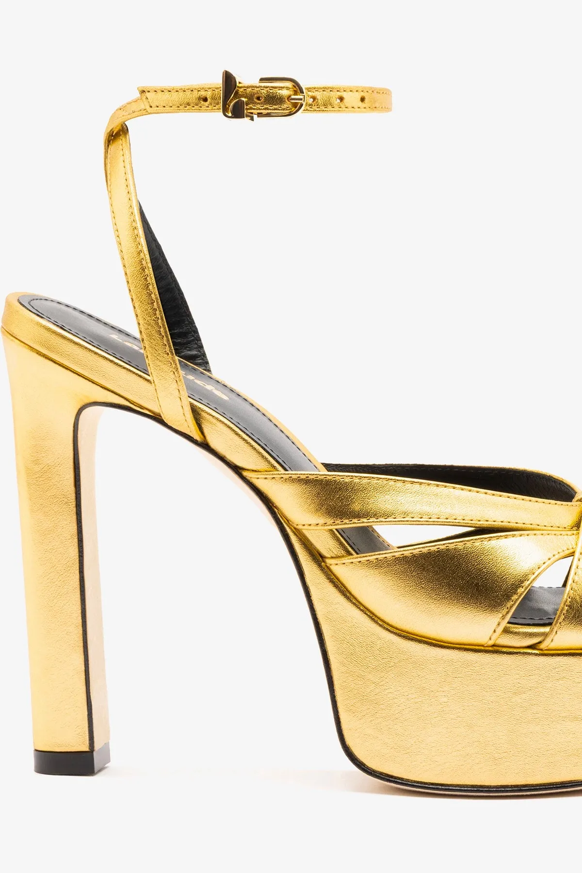 Veronica Sandal Gold Leather sold by Larroude product image thumbnail 4