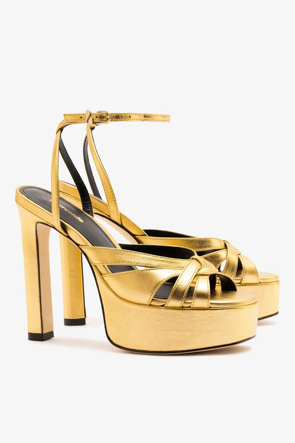 Veronica Sandal Gold Leather sold by Larroude product image thumbnail 3
