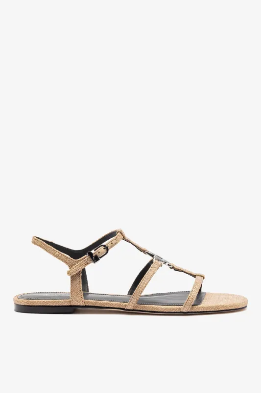 Hana Flat Sandal Beige Raffia sold by Larroude