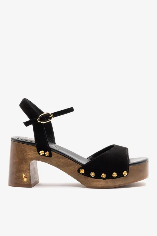 Willow Sandal Black Suede sold by Larroude