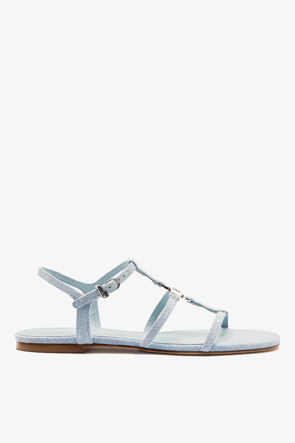 Hana Flat Sandal Maya Denim sold by Larroude