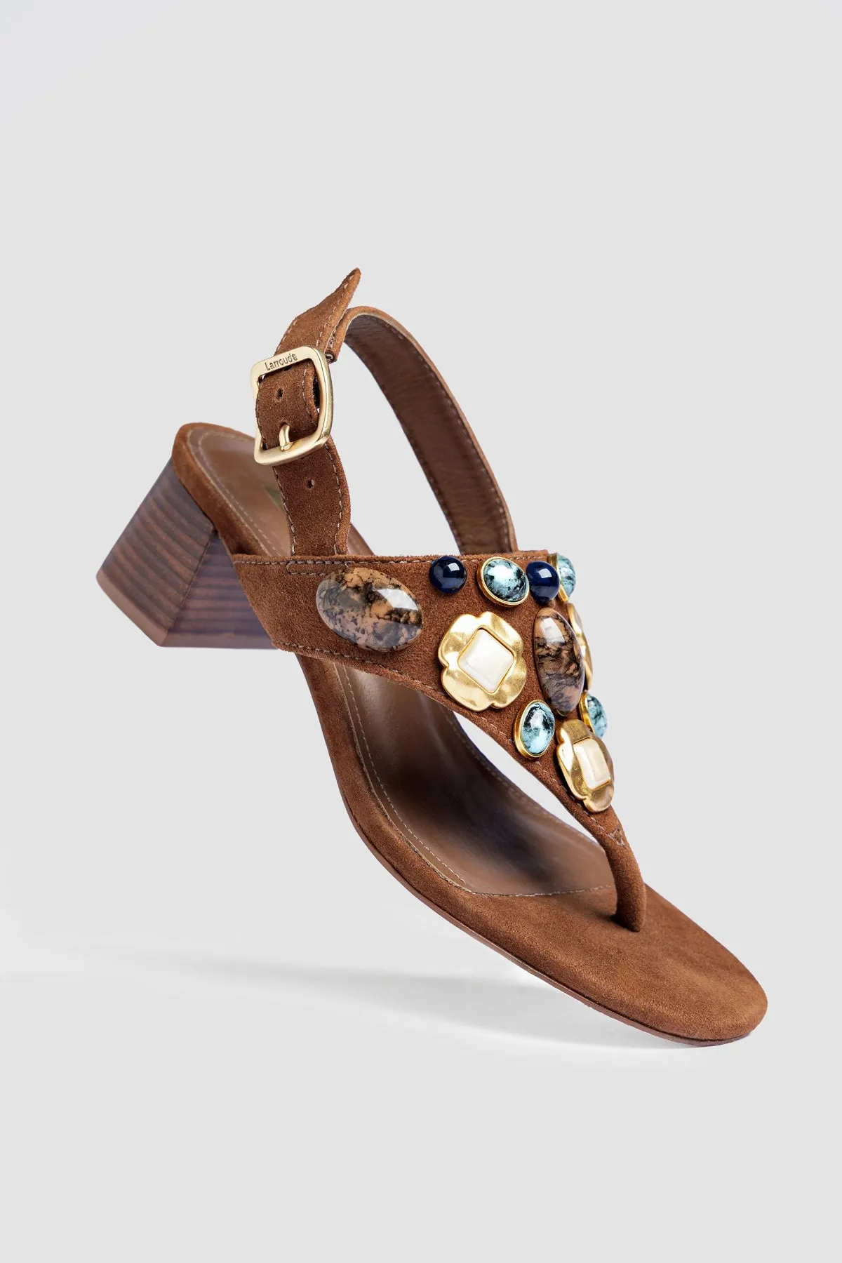 Talitha Block Sandal Burnt Umber Suede sold by Larroude product image thumbnail 2