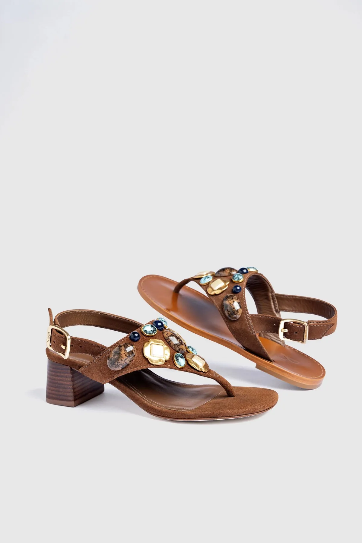 Talitha Block Sandal Burnt Umber Suede sold by Larroude product image thumbnail 5
