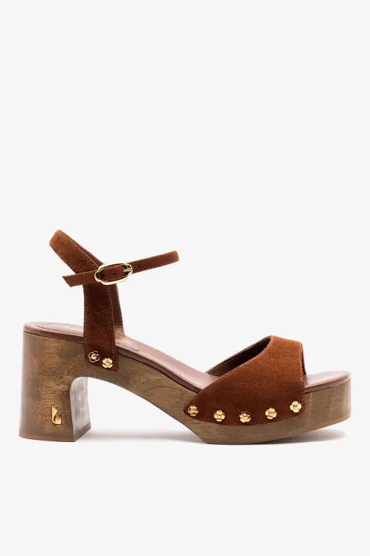 Willow Sandal Burnt Umber Suede sold by Larroude