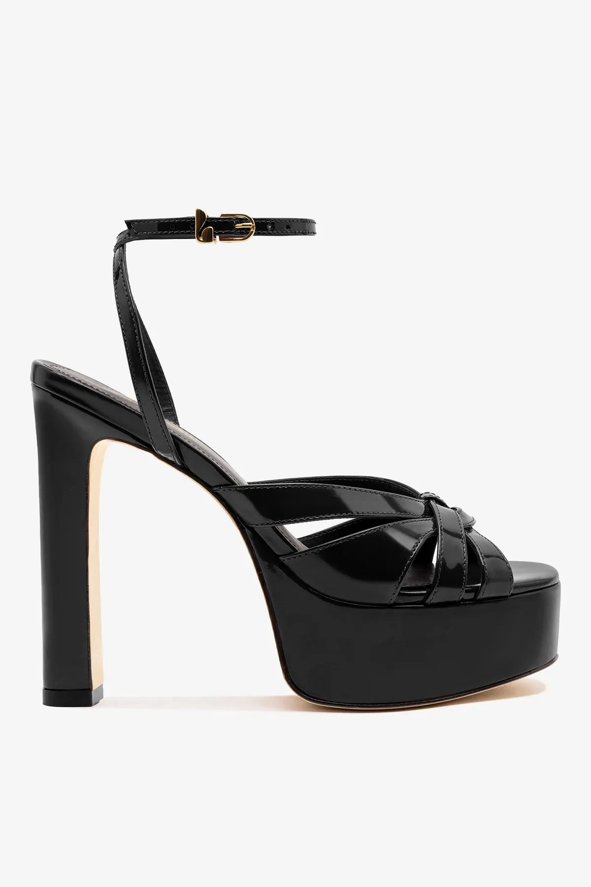 Veronica Sandal Black Leather sold by Larroude
