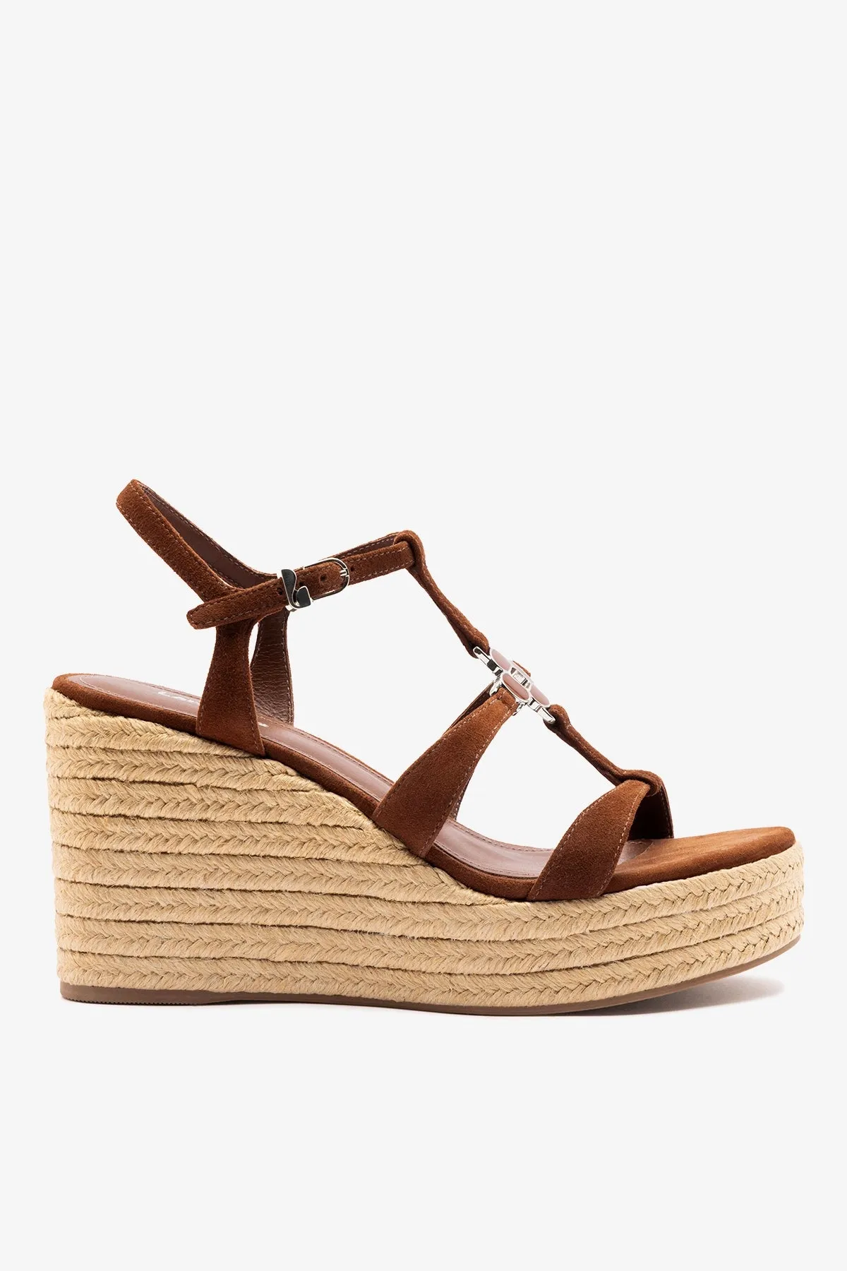 Hana Espadrille Sandal Burnt Umber Suede sold by Larroude