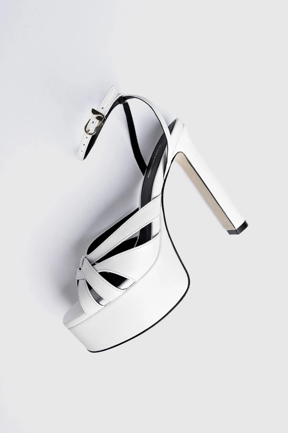 Veronica Sandal White Leather sold by Larroude product image thumbnail 2