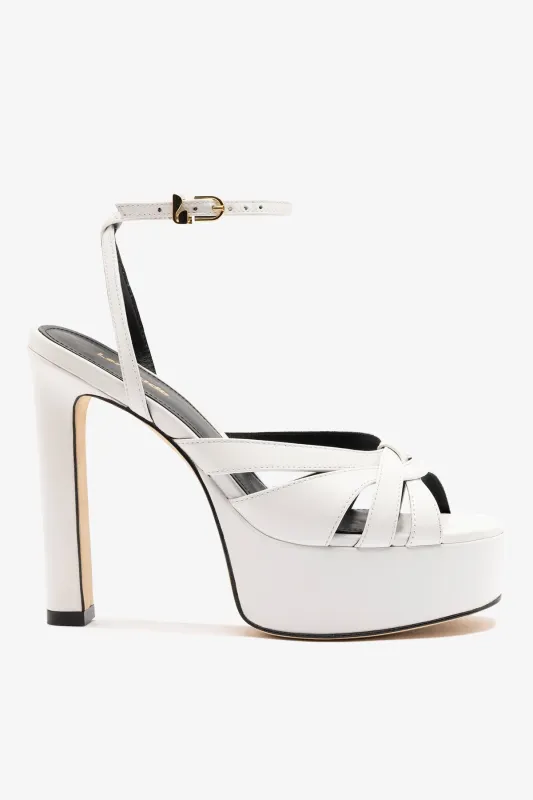 Veronica Sandal White Leather sold by Larroude