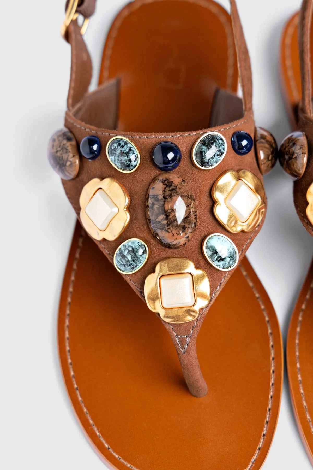 Talitha Flat Sandal In Brown Leather sold by Larroude product image thumbnail 5