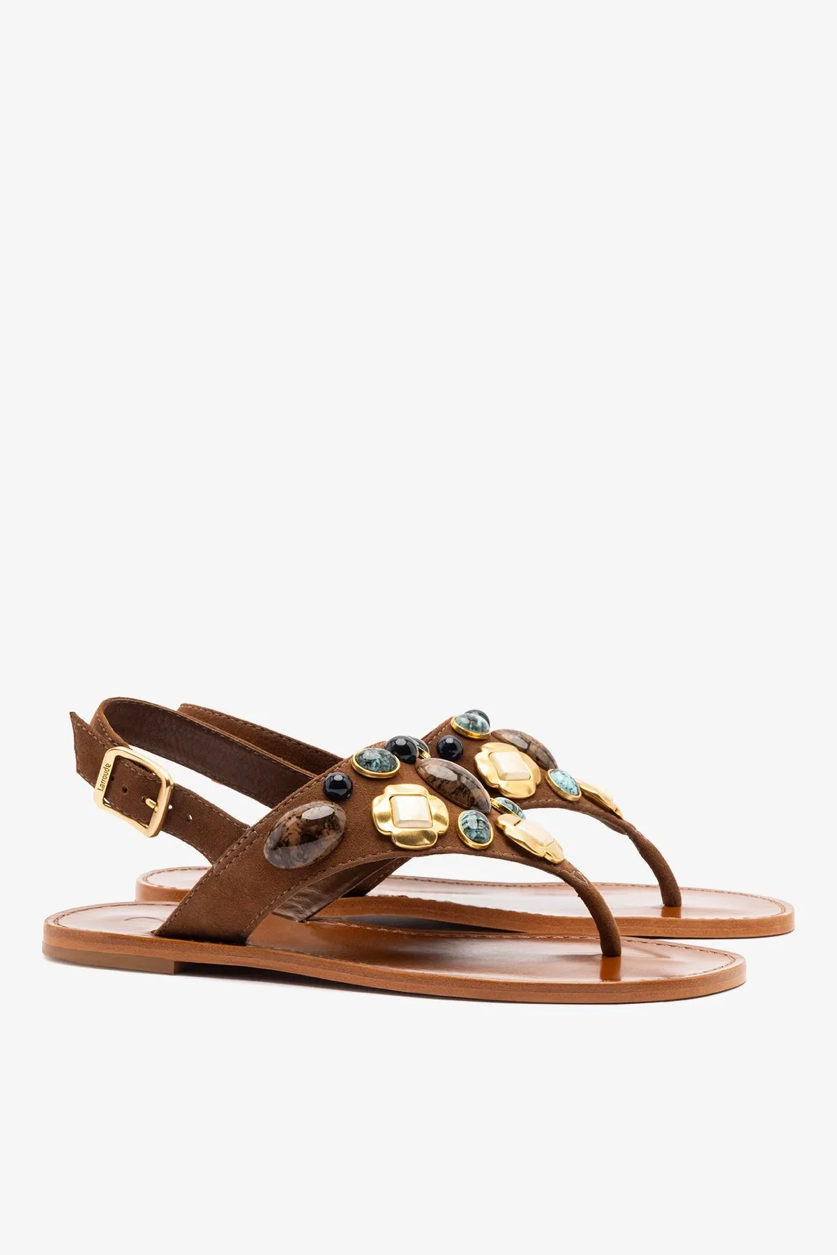 Talitha Flat Sandal In Brown Leather sold by Larroude product image thumbnail 3