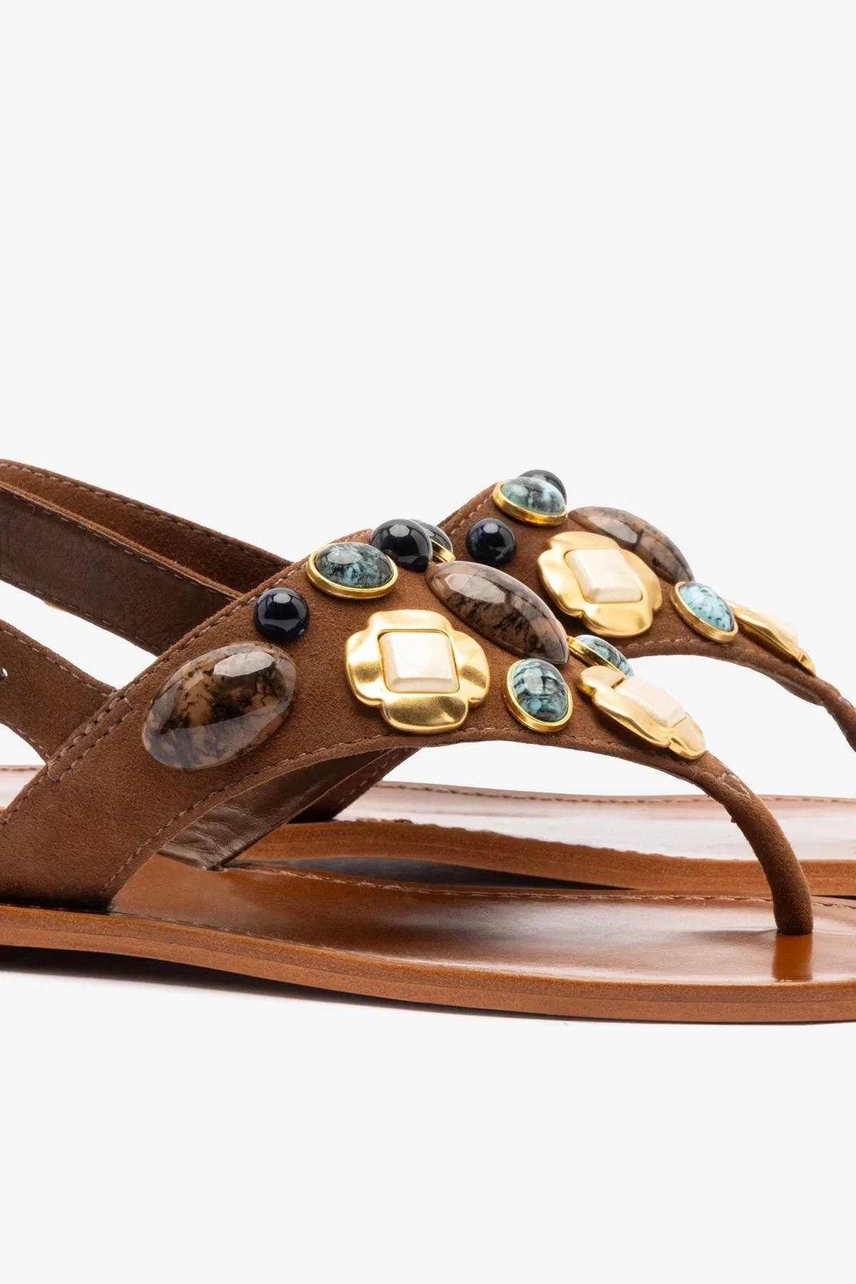 Talitha Flat Sandal In Brown Leather sold by Larroude product image thumbnail 4