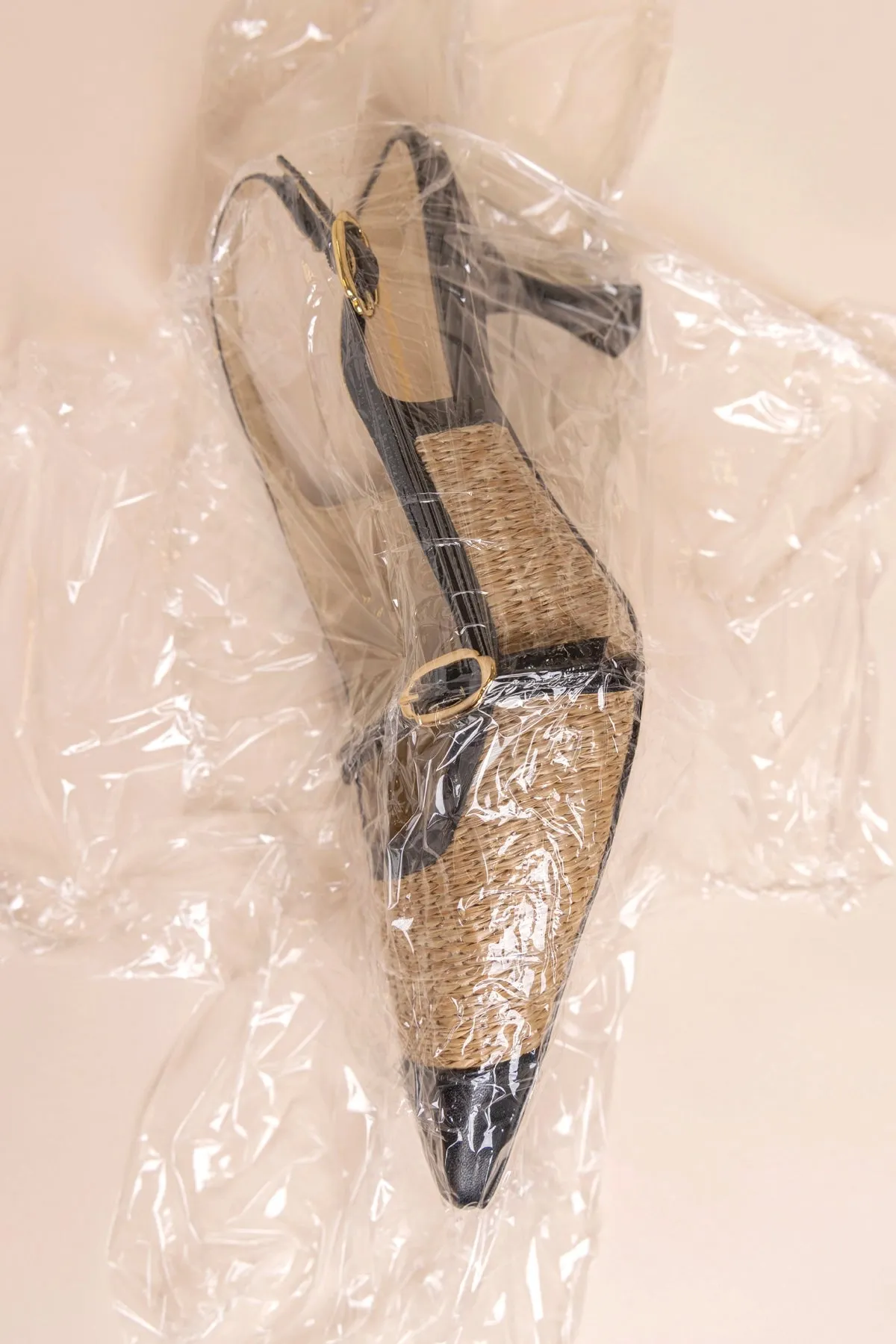 Ines Pump Natural Raffia and Black Leather sold by Larroude product image thumbnail 5