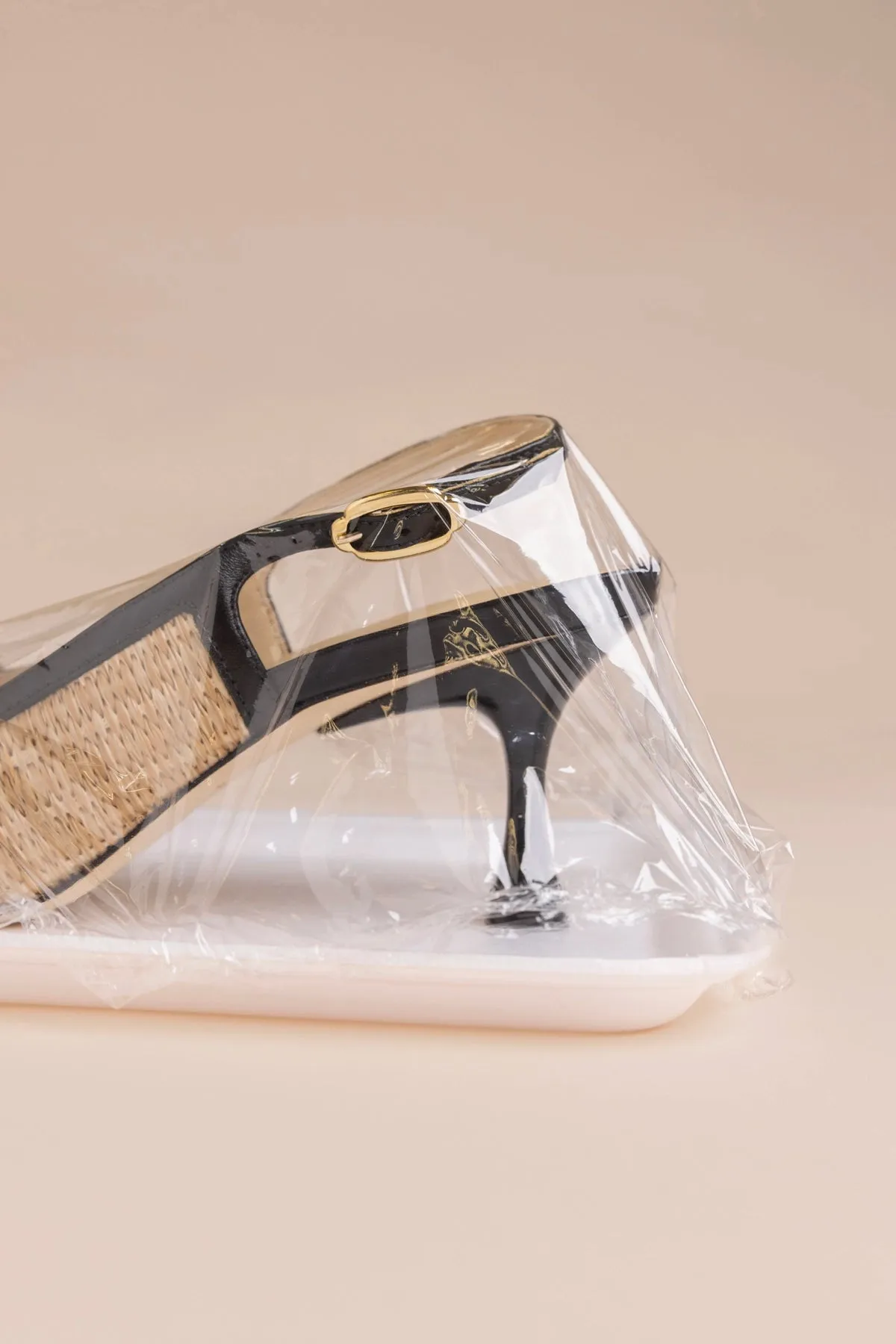 Ines Pump Natural Raffia and Black Leather sold by Larroude product image thumbnail 2